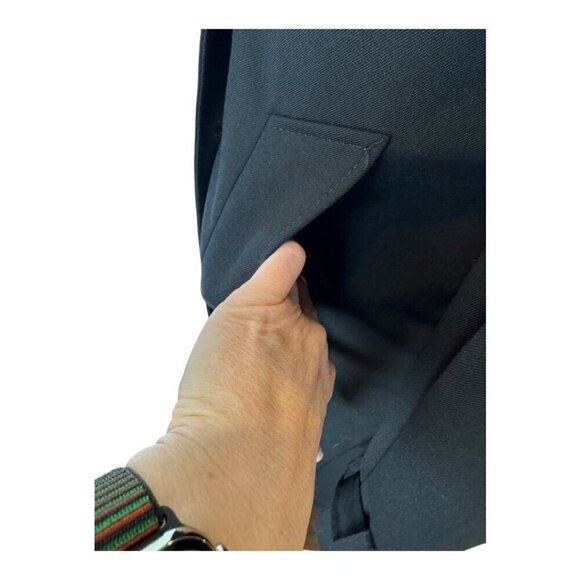 Sandro Coat Women Medium Black Wool Blend Double Breasted Trench Overcoat Luxury - Picture 6 of 13